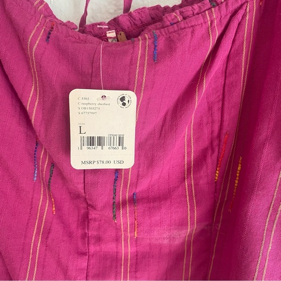 Free People Magenta Puff Sleeve Blouse - Picture 3 of 4